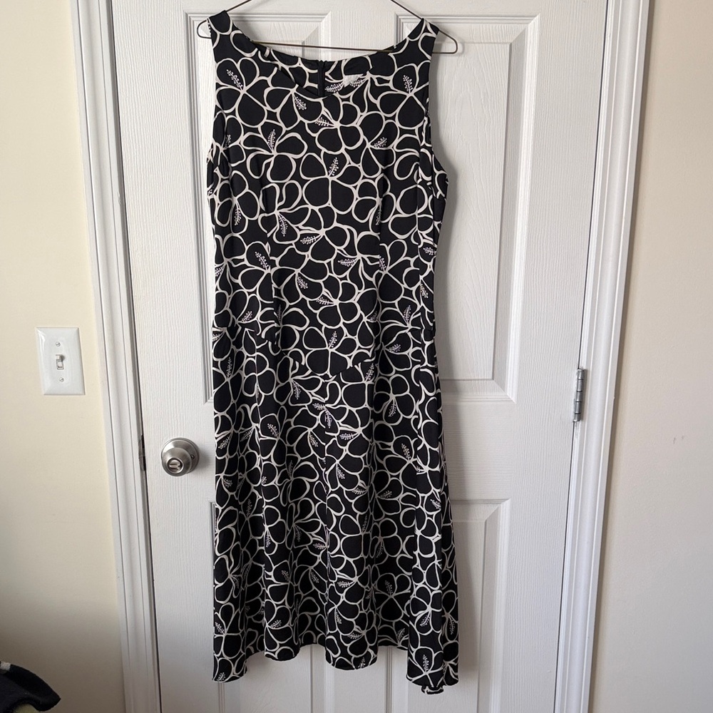 100% Silk Drop Waist Midi Dress